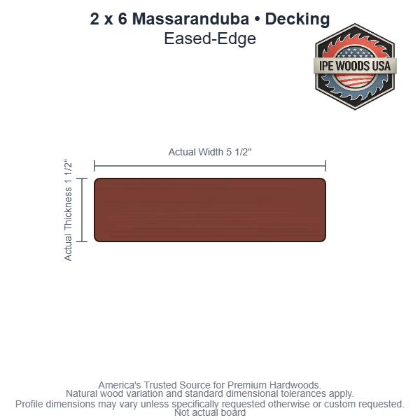 2 x 6 Massaranduba Eased-Edge Decking board