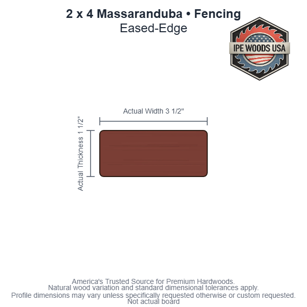 2 x 4 Massaranduba Eased-Edge Fencing board