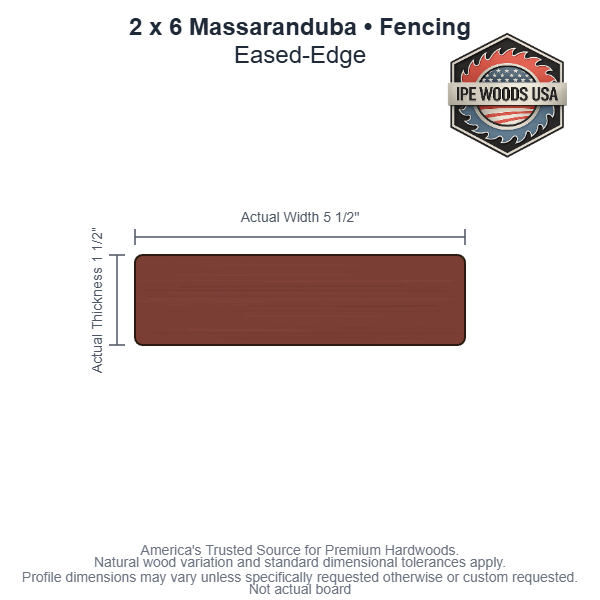 2 x 6 Massaranduba Eased-Edge Fencing board
