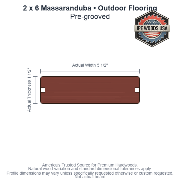 2 x 6 Massaranduba Pregrooved Outdoor Flooring board