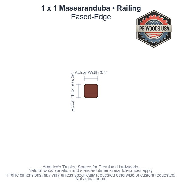 1 x 1 Massaranduba Eased-Edge Railing board
