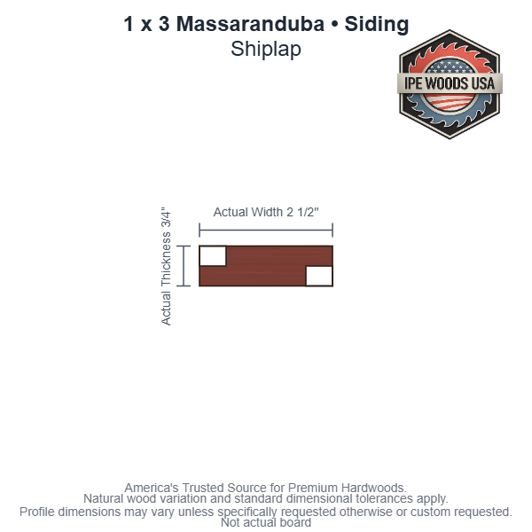 1 x 3 Massaranduba Shiplap Siding board