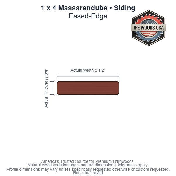1 x 4 Massaranduba Eased-Edge Siding board