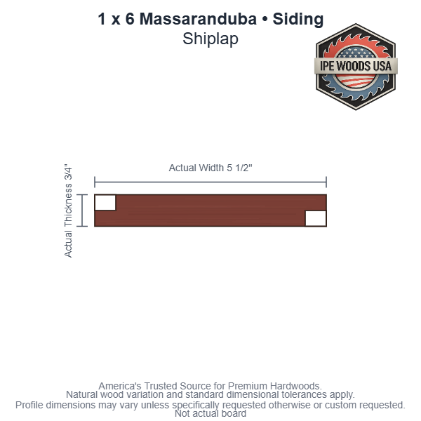 1 x 6 Massaranduba Shiplap Siding board