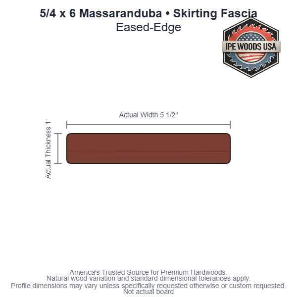 5/4x6 Massaranduba Wood Skirting Fascia board profile diagram