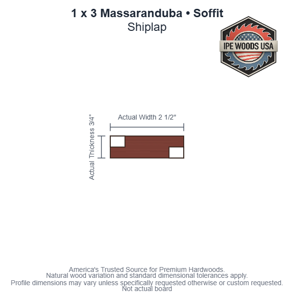 1 x 3 Massaranduba Shiplap Soffit board