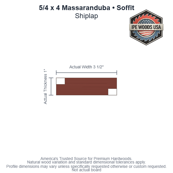 5/4 x 4 Massaranduba Shiplap Soffit board
