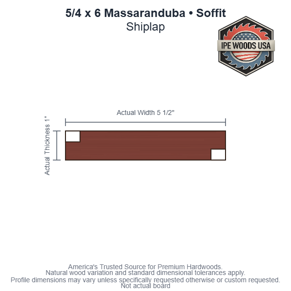 5/4 x 6 Massaranduba Shiplap Soffit board