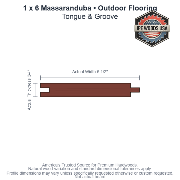 1 x 6 Massaranduba T&G Outdoor Flooring board