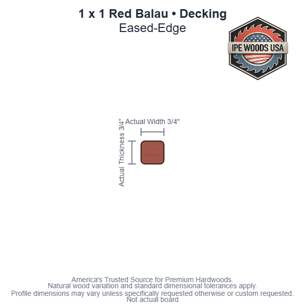 1 x 1 Red Balau Eased-Edge Decking board