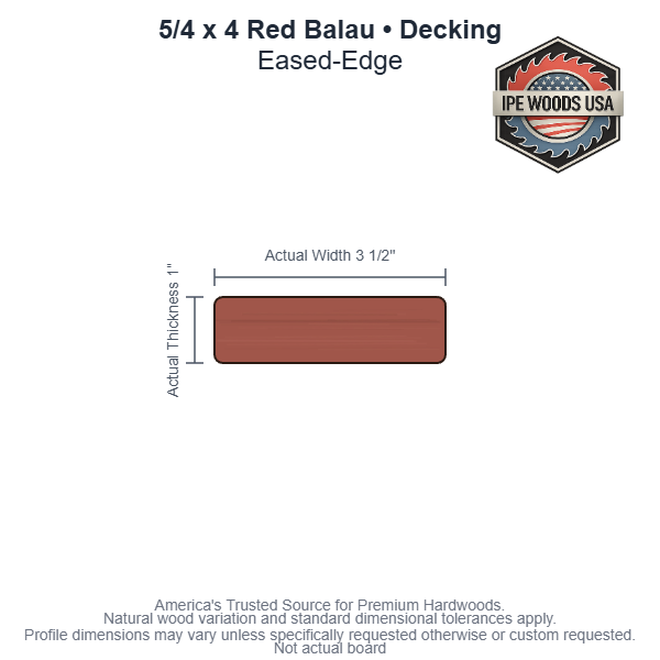 5/4 x 4 Red Balau Eased-Edge Decking board