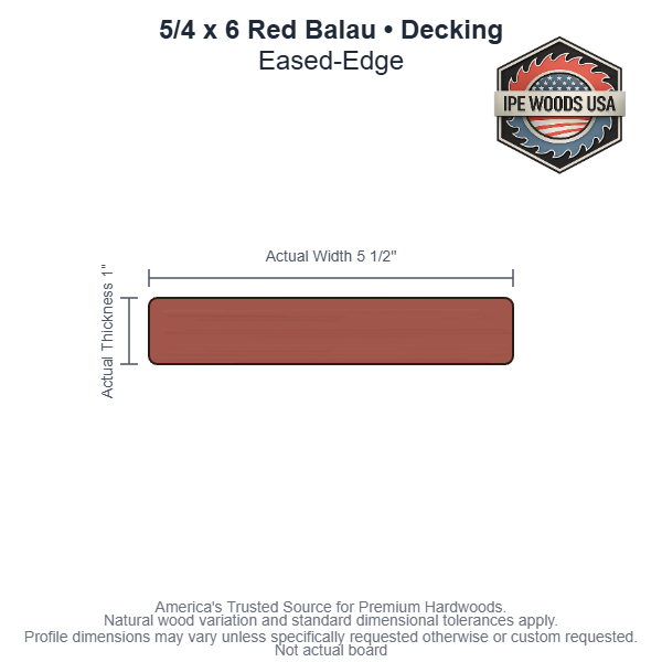 5/4 x 6 Red Balau Eased-Edge Decking board