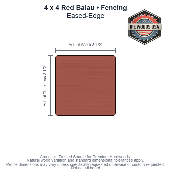 4 x 4 Red Balau Eased-Edge Fencing board