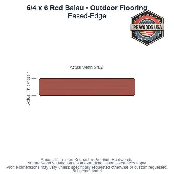 5/4 x 6 Red Balau Outdoor Flooring board