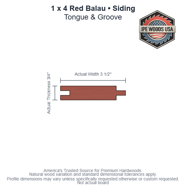 1 x 4 Red Balau T&G Siding board