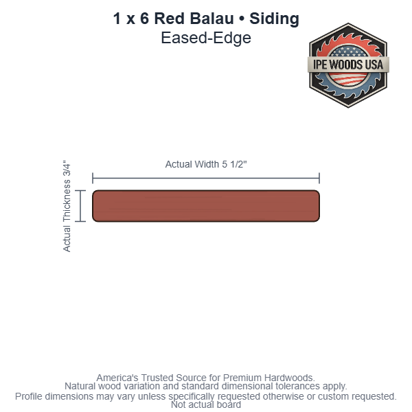 1 x 6 Red Balau Eased-Edge Siding board