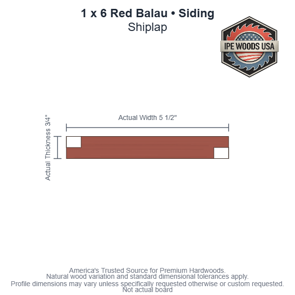 1 x 6 Red Balau Shiplap Siding board