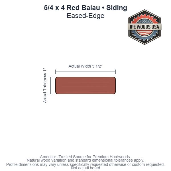 5/4 x 4 Red Balau Eased-Edge Siding board