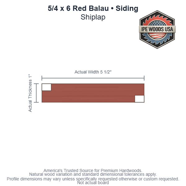 5/4 x 6 Red Balau Shiplap Siding board