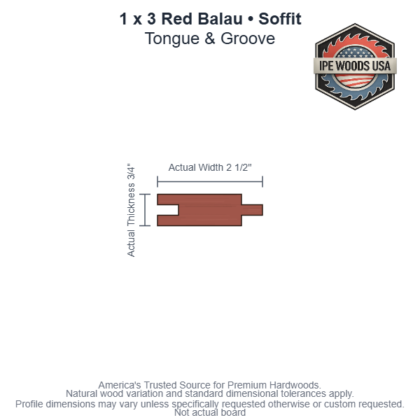 1 x 3 Red Balau T&G Soffit board