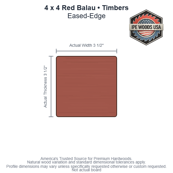 4 x 4 Red Balau Eased-Edge Timbers board
