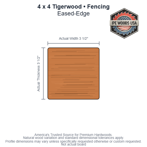 4 x 4 Tigerwood Eased-Edge Fencing board