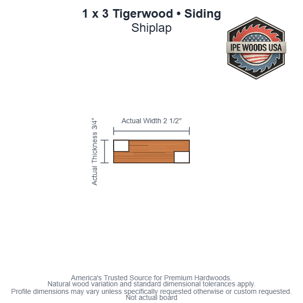 1 x 3 Tigerwood Shiplap Siding board