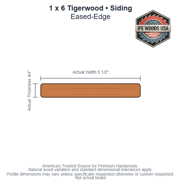 1 x 6 Tigerwood Eased-Edge Siding board