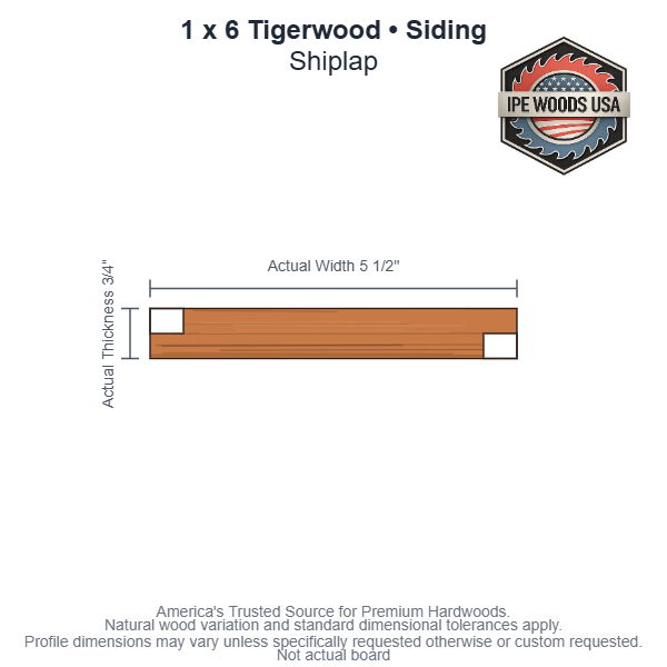 1 x 6 Tigerwood Shiplap Siding board