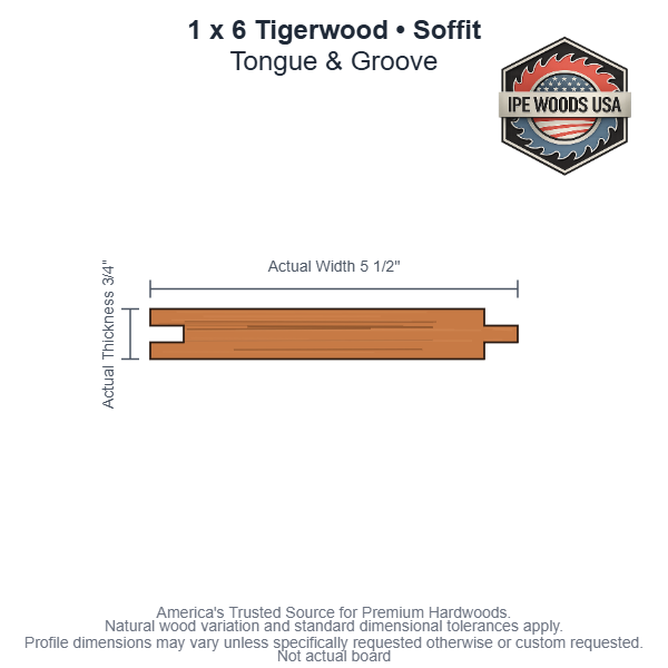 1 x 6 Tigerwood T&G Soffit board