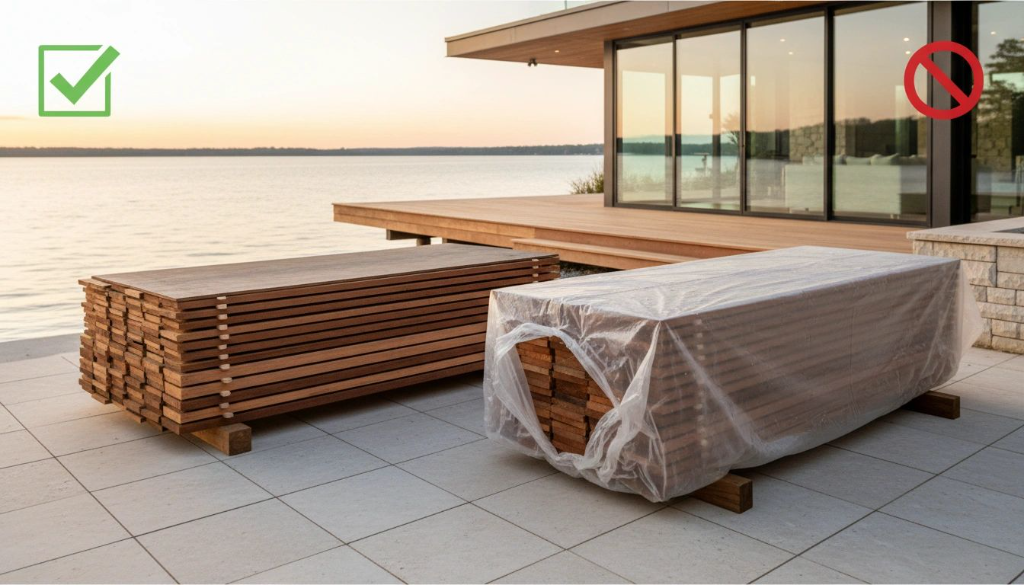 Proper wood acclimation - correct vs incorrect storage methods