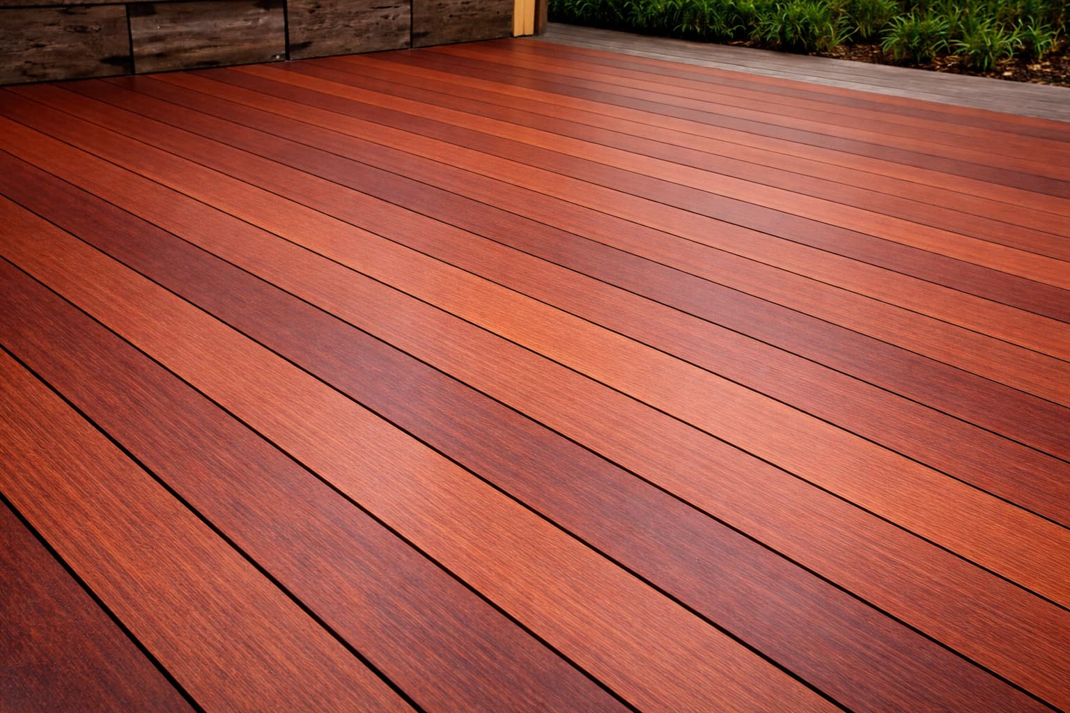 Massaranduba Brazilian Redwood hardwood decking with deep red color