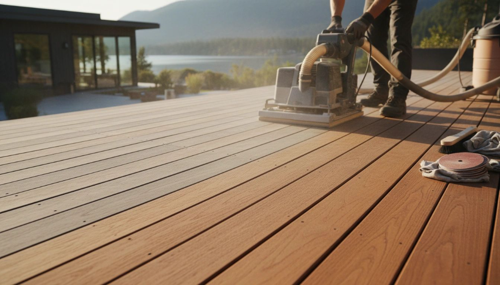 Sanding Ipe wood deck