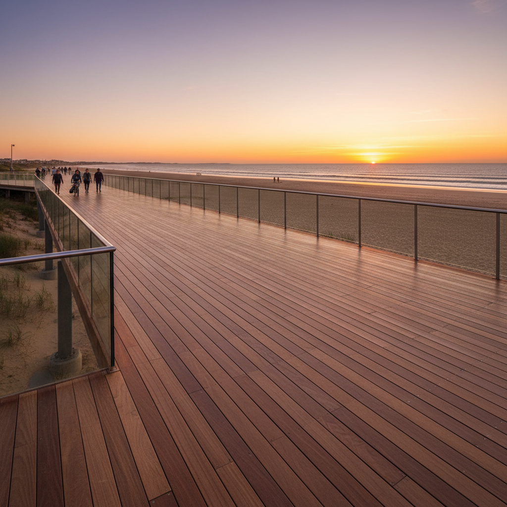 Red Balau hardwood boardwalk through coastal preserve