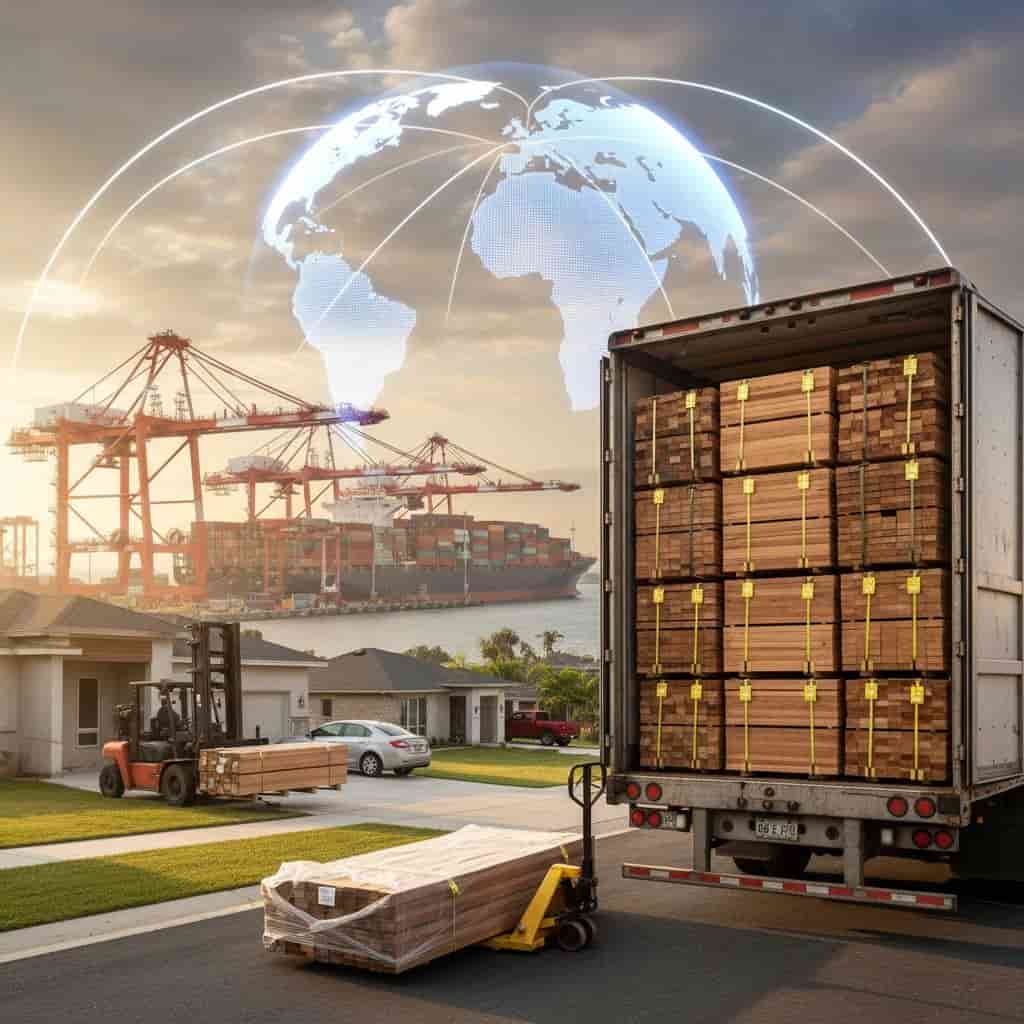 Lumber delivery truck shipping hardwood nationwide