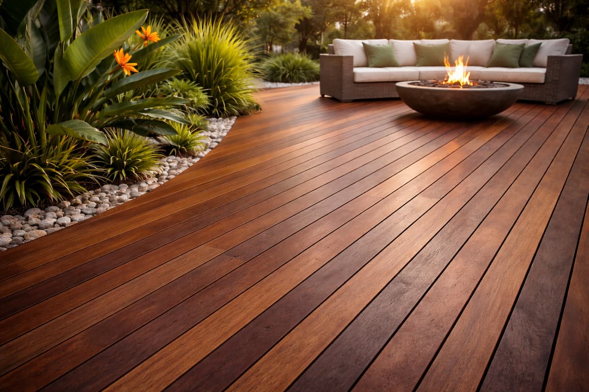 Brazilian Ipe decking installed on modern outdoor deck